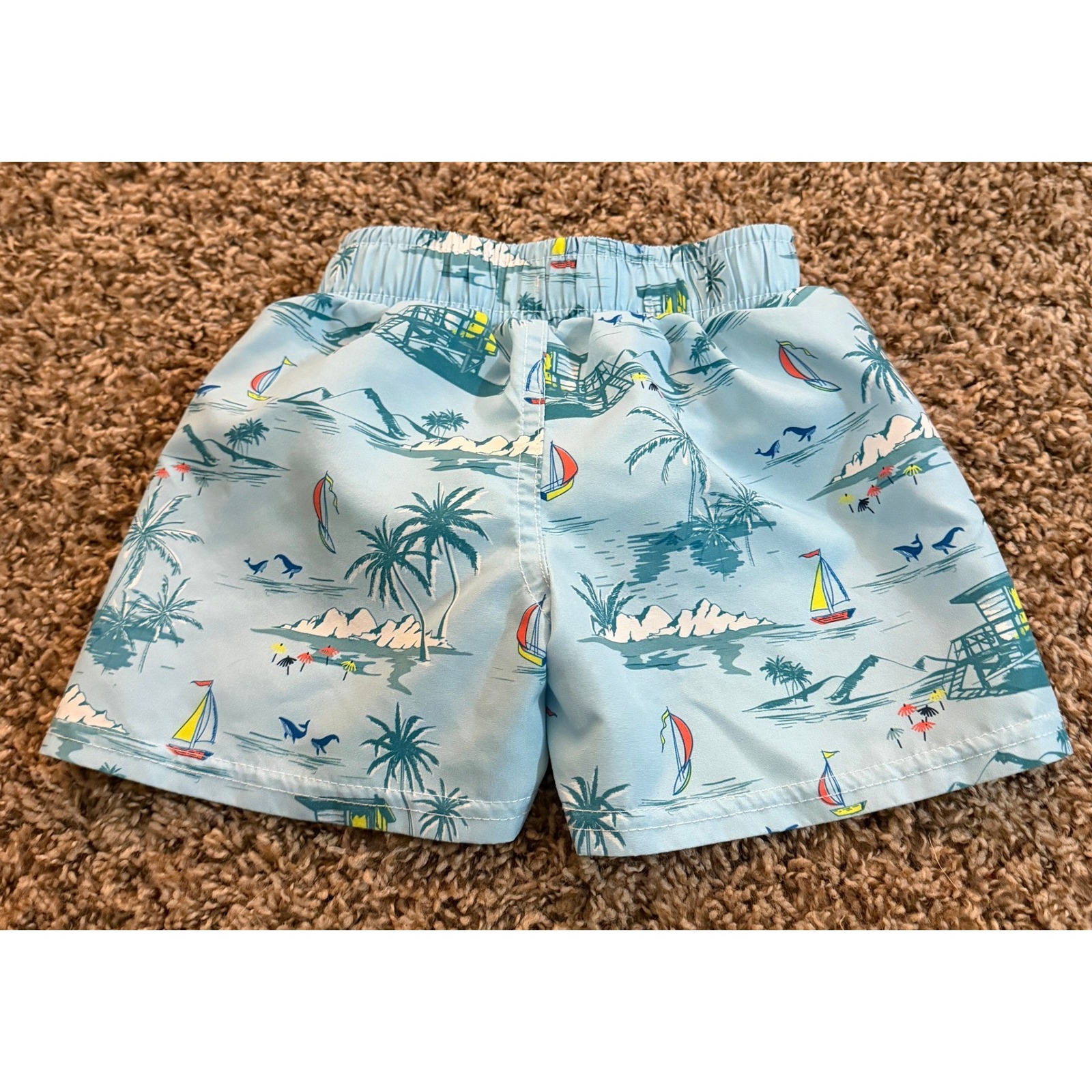 Wippette Toddler Boy Blue Tropical Theme Swim Bottoms 18 Months